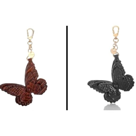 Brahmin Black/Pecan Butterflies Key Fob - Picture 2 of 10
